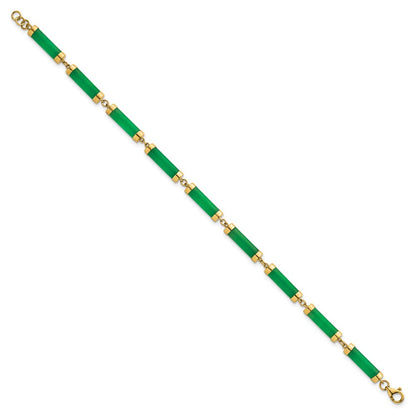 14K Yellow Gold Polished 4.0mm Jade Bars 7 Inch Bracelet
