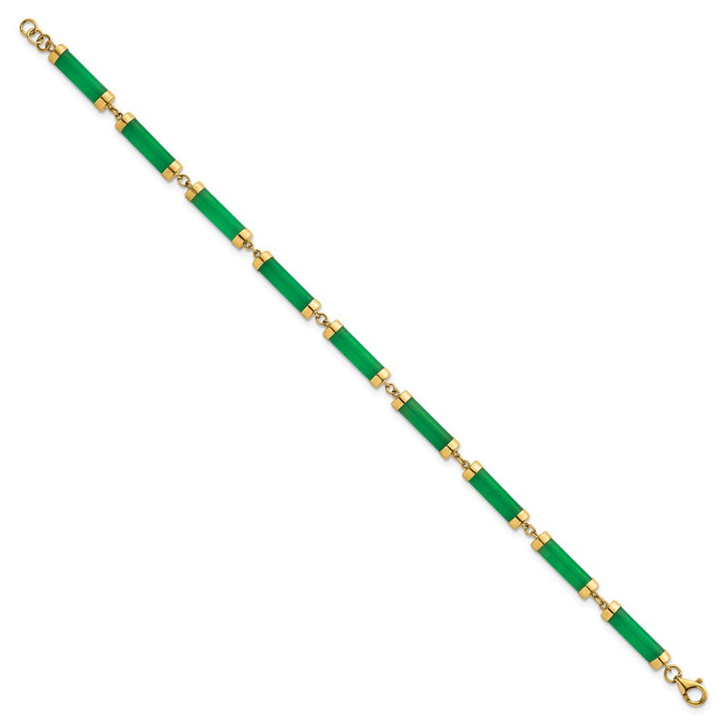 14K Yellow Gold Polished 4.0mm Jade Bars 7 Inch Bracelet