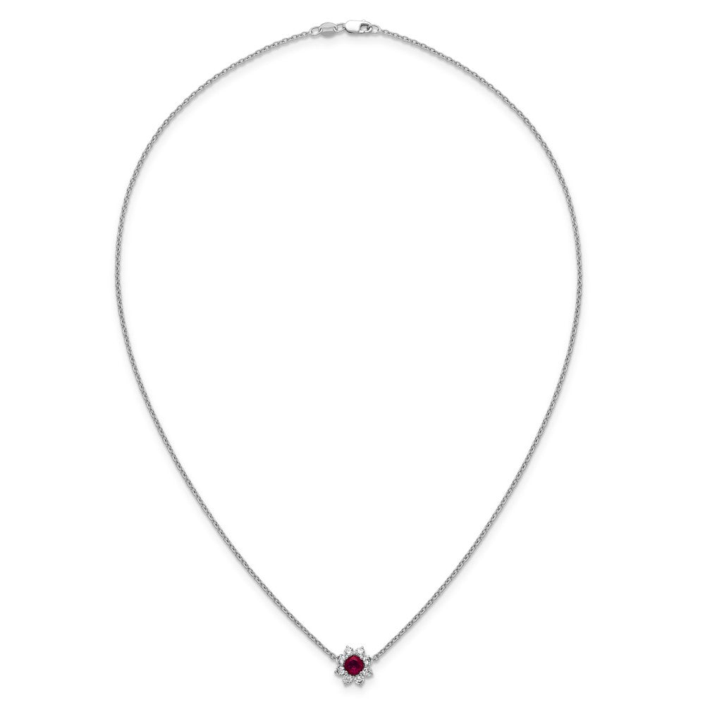 14K White gold VS/SI G+ Lab Grown Diamond and AAA quality Genuine Ruby Pend