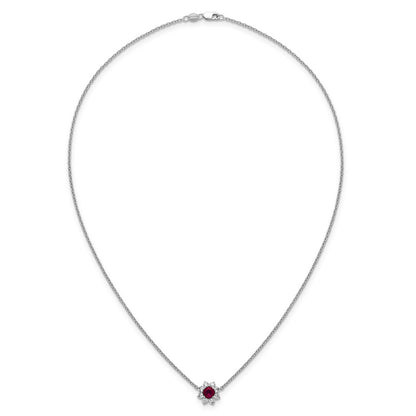 14K White gold VS/SI G+ Lab Grown Diamond and AAA quality Genuine Ruby Pend
