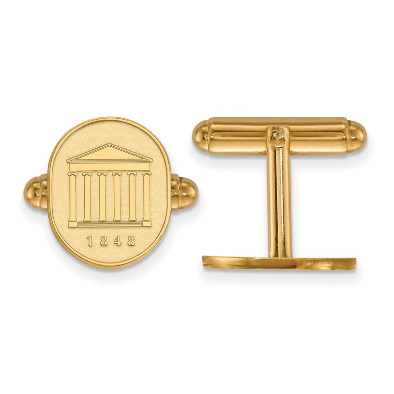 14K Yellow Gold Gold LogoArt University of Mississippi 1848 Crest Cuff Links