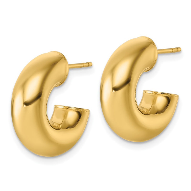 14K Yellow Gold Polished 6.00 x 17mm Tube C-Hoop Post Earrings