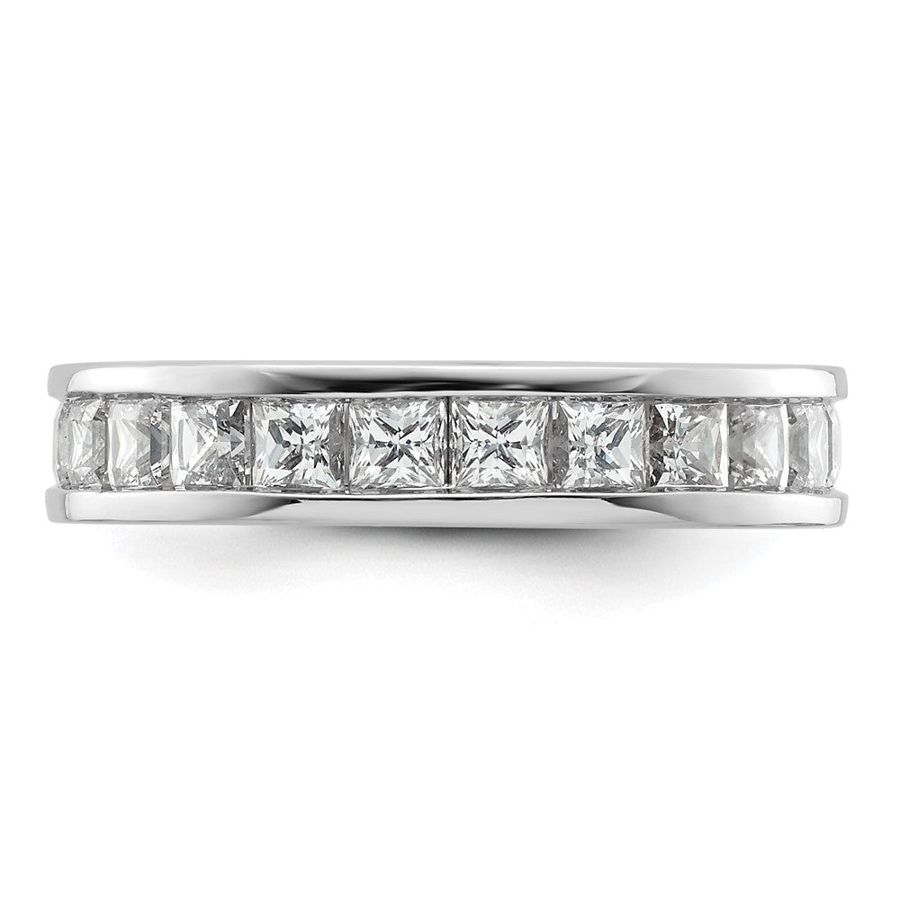 14K White Gold Polished Size 6.5 Channel-set 3 carat Princess Diamond Complete Eternity Wedding Band Ring