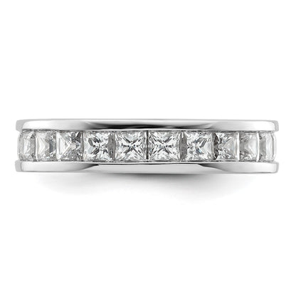 14K White Gold Polished Size 6.5 Channel-set 3 carat Princess Diamond Complete Eternity Wedding Band Ring
