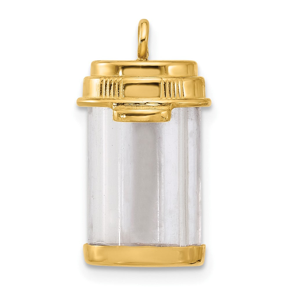 14K Yellow Gold Fancy Pill Bottle Charm