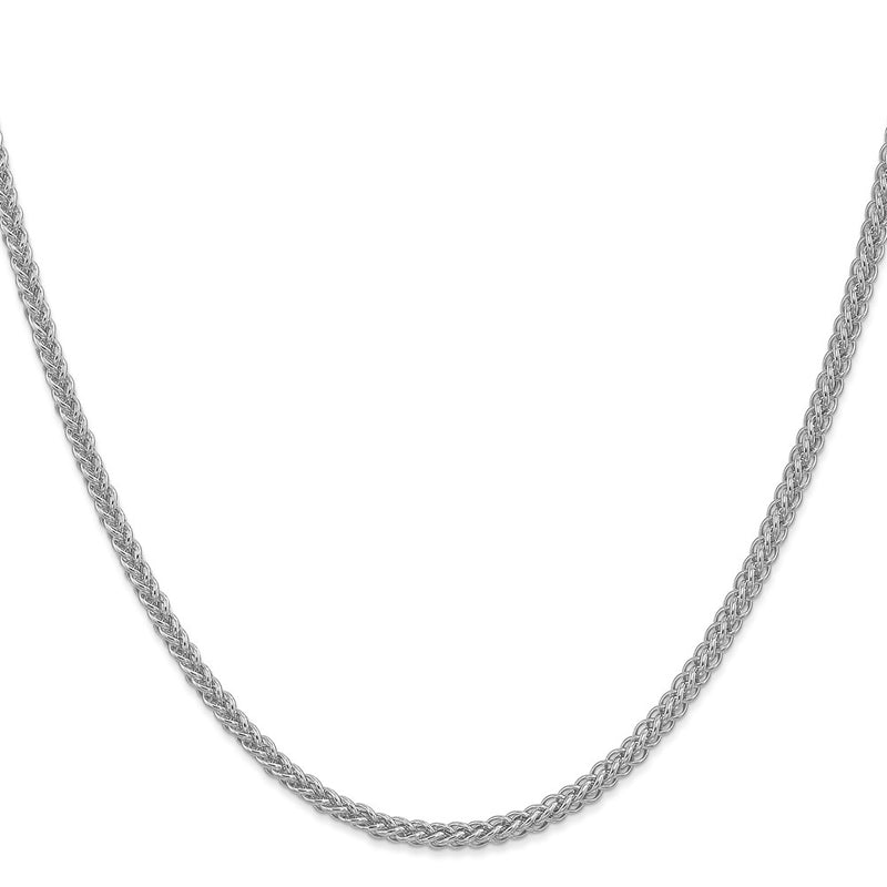 14K White Gold 2.6mm Semi-solid 3-Wire Wheat 18 Inch Chain