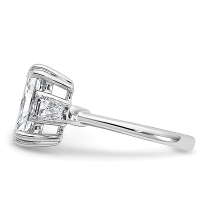 14K White Gold 3/4 carat Lab Grown Diamond VS+ F+ Tapered Baguette Sides 3 carat Radiant Center Semi Mount Engagement Ring