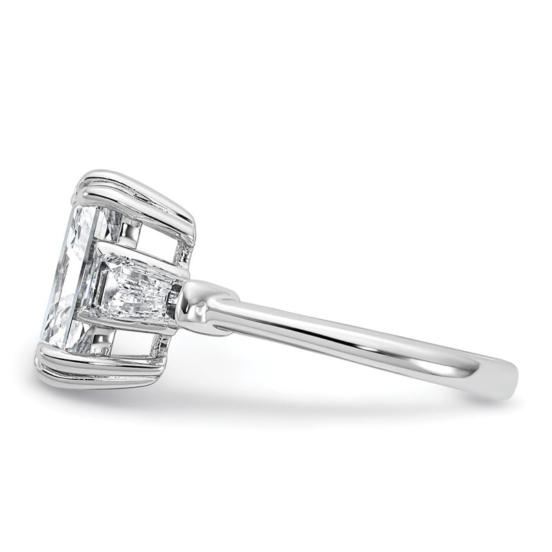14K White Gold 3/4 carat Lab Grown Diamond VS+ F+ Tapered Baguette Sides 3 carat Radiant Center Semi Mount Engagement Ring