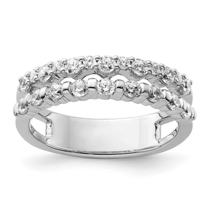 14K White Gold Polished Diamond Double Wedding Band Ring Fashion Ring