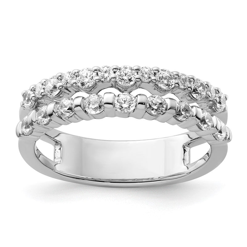 14K White Gold Polished Diamond Double Wedding Band Ring Fashion Ring