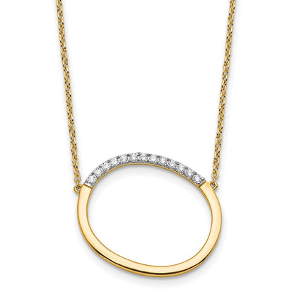 14K Yellow Gold Sideways Diamond Initial O 18 Inch Necklace
