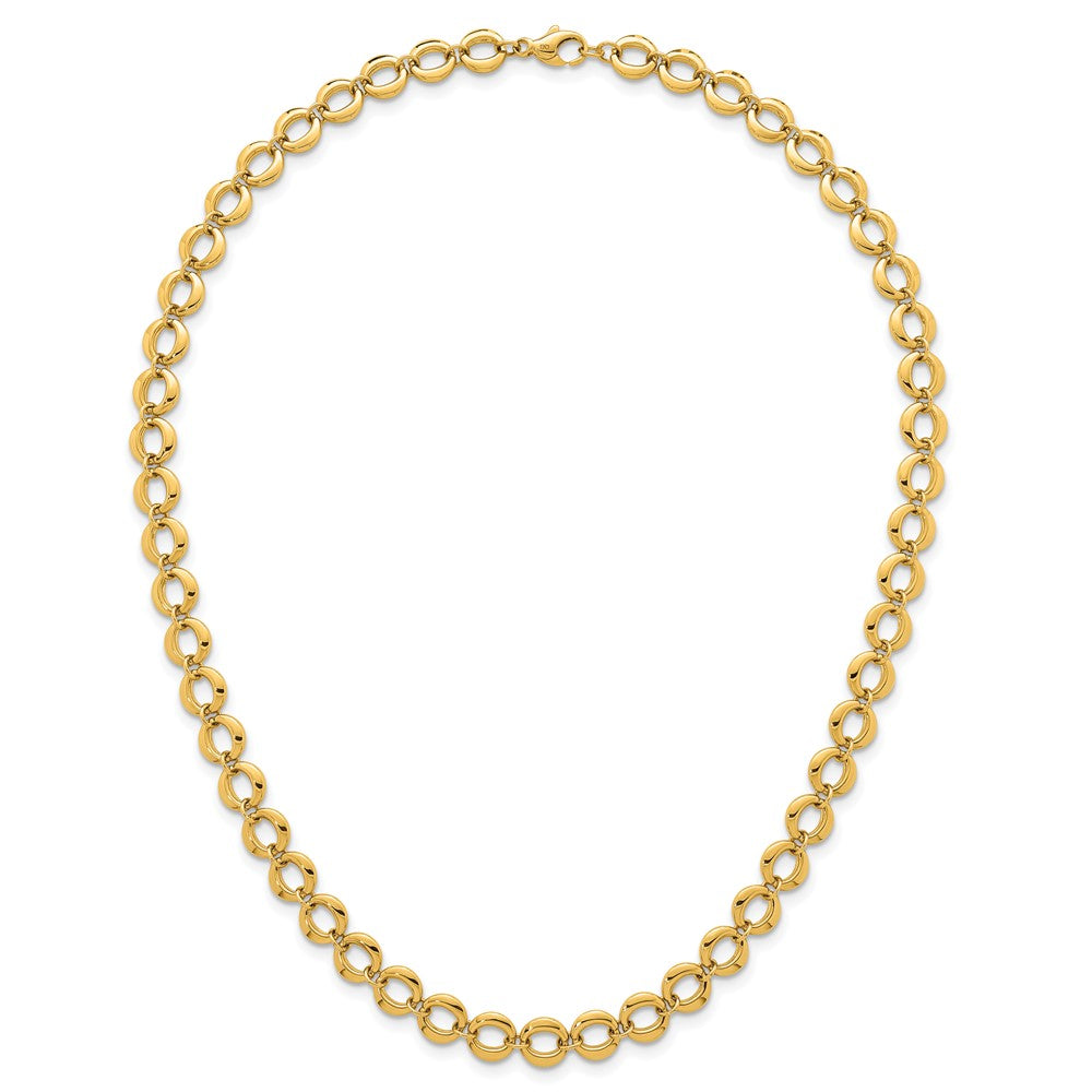 14K Yellow Gold Polished 8mm Fancy Circle Link 18 Inch Necklace