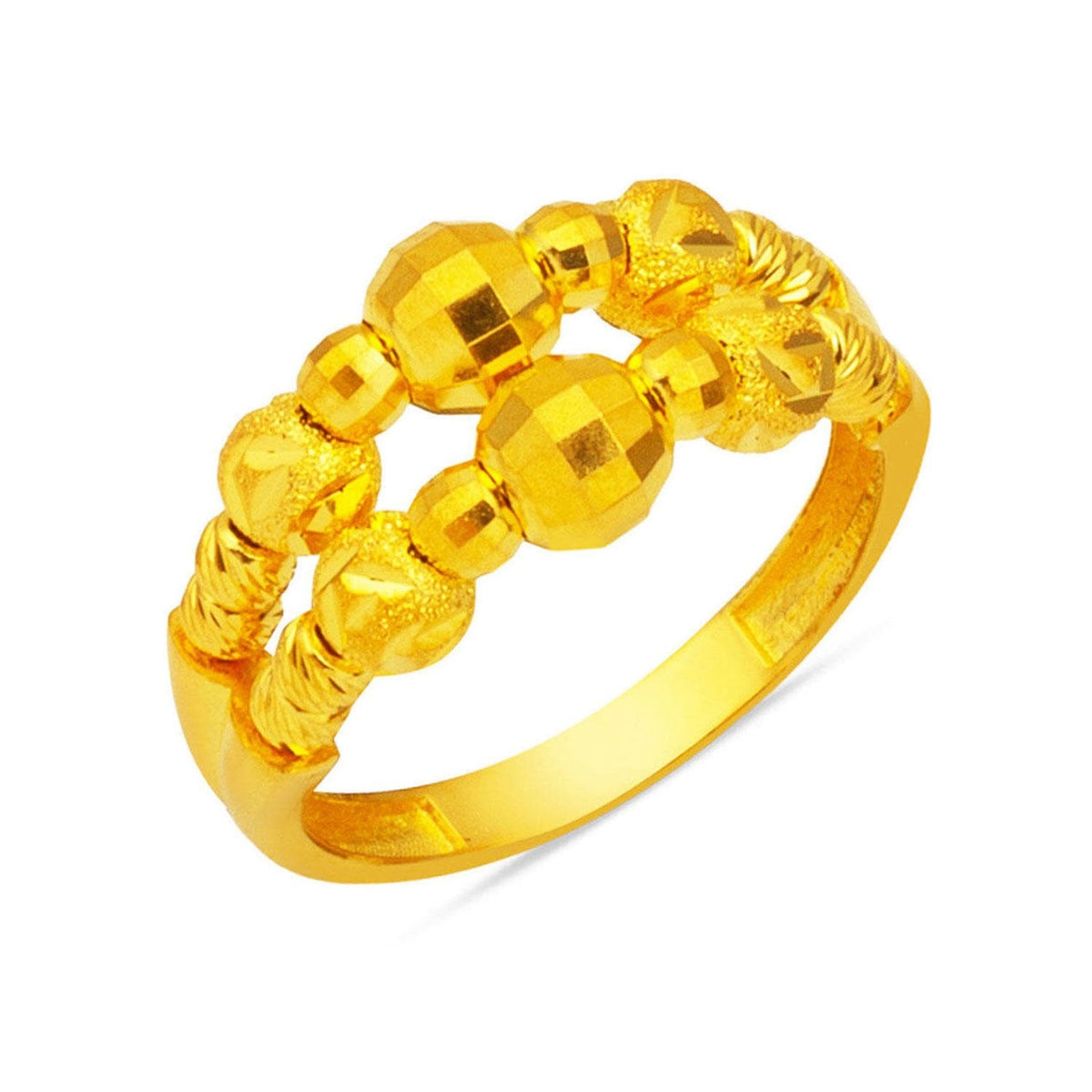 14K Yellow Gold Double Row Gold Bead Ring