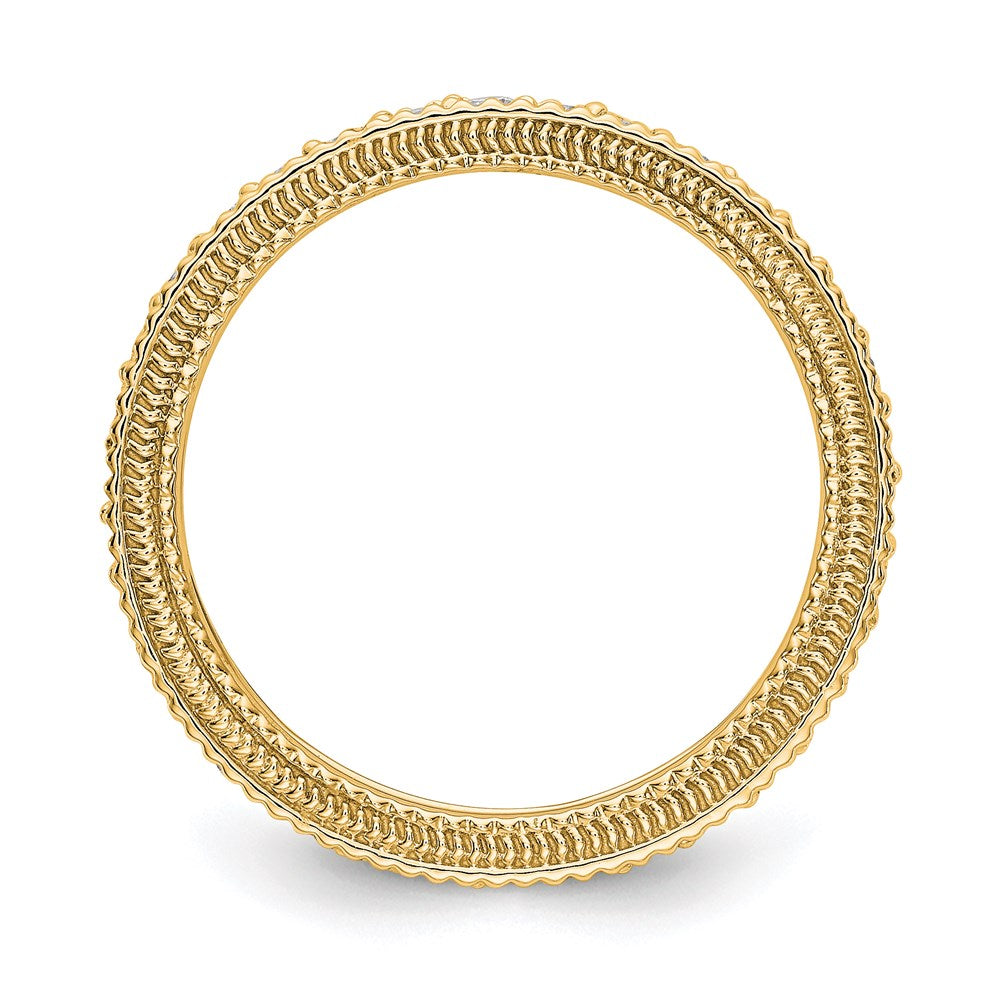 14K Yellow Gold Polished 3/4CT Milgrain Edge Diamond Eternity Wedding Band Ring