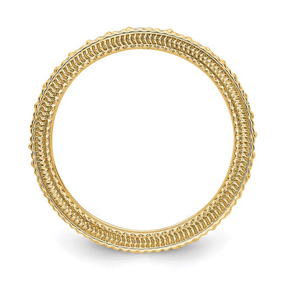 14K Yellow Gold Polished 3/4CT Milgrain Edge Diamond Eternity Wedding Band Ring