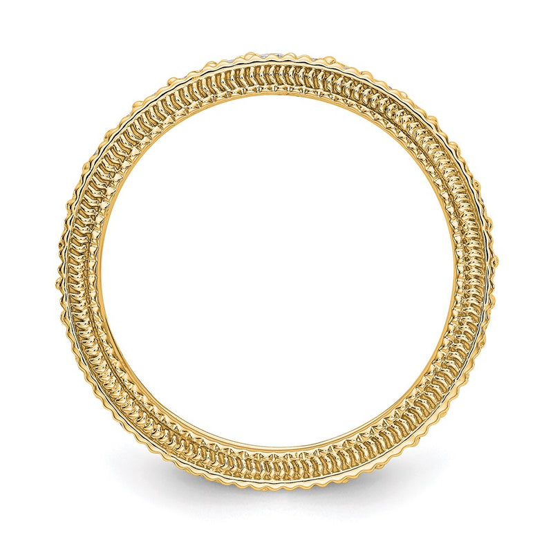 14K Yellow Gold Polished 3/4CT Milgrain Edge Diamond Eternity Wedding Band Ring