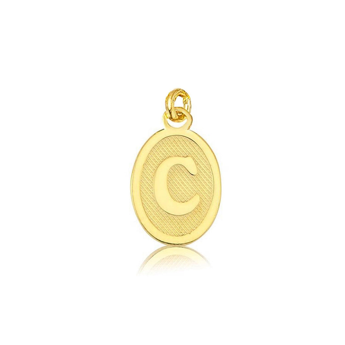 14K Yellow Gold Oval Initial C Pendant