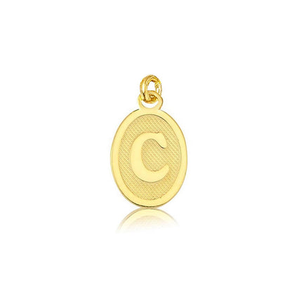 14K Yellow Gold Oval Initial C Pendant