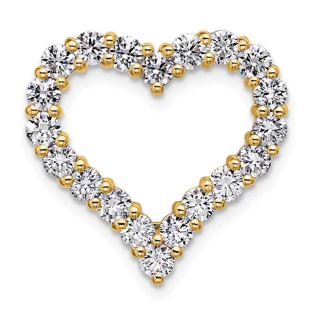 14K Yellow Gold 1 1/2 carat Lab Grown Diamond VS+ F+ Complete Heart Chain Slide Pendant