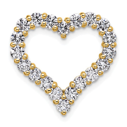 14K Yellow Gold 1 1/2 carat Lab Grown Diamond VS+ F+ Complete Heart Chain Slide Pendant