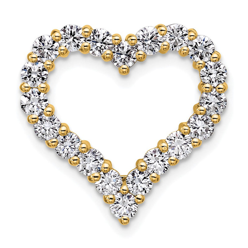 14K Yellow Gold 1 1/2 carat Lab Grown Diamond VS+ F+ Complete Heart Chain Slide Pendant