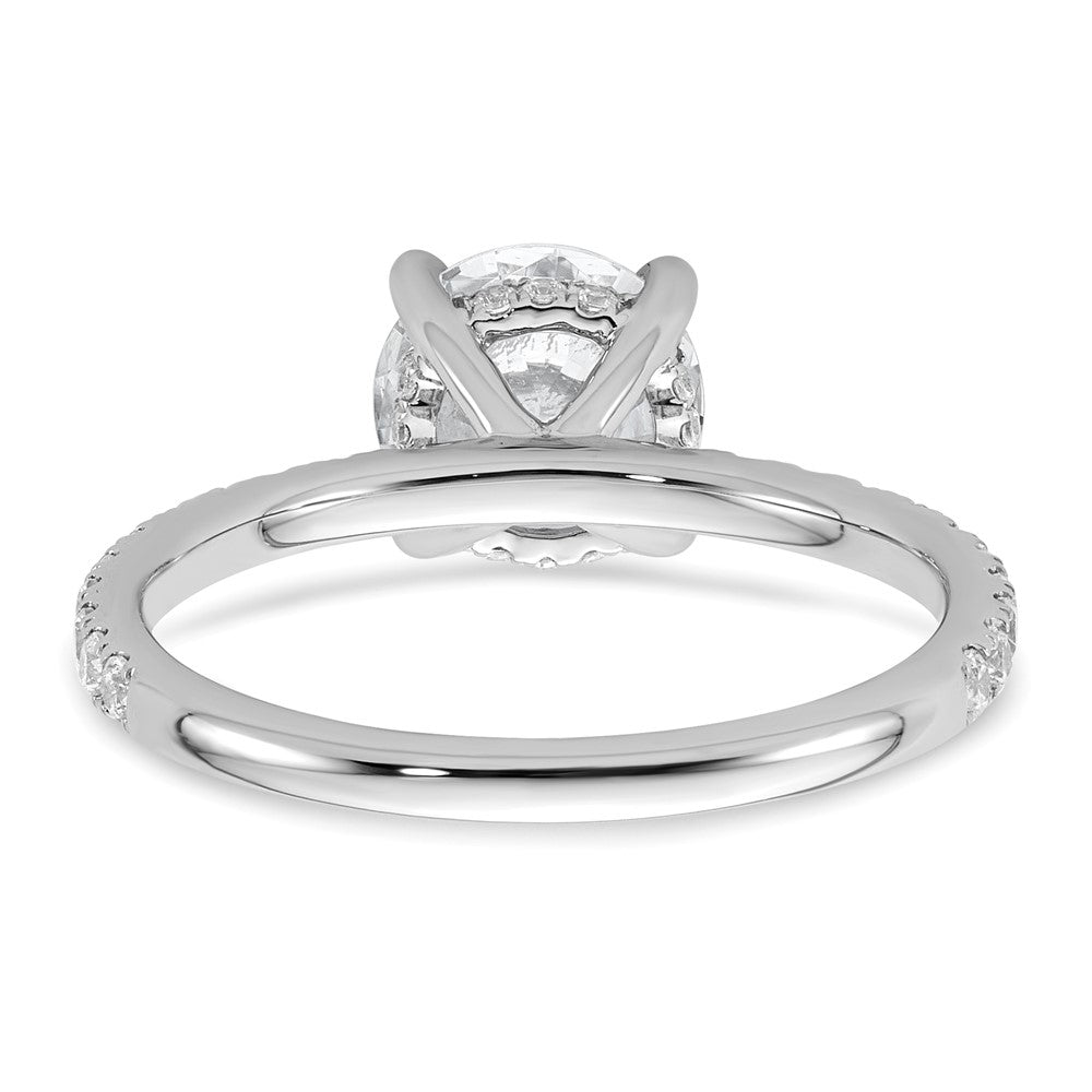 14K White Gold 2 carat Certified Lab Grown Diamond VS+ F+ Round Complete Solitaire with Flair Engagement Ring