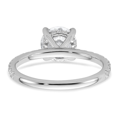 14K White Gold 2 carat Certified Lab Grown Diamond VS+ F+ Round Complete Solitaire with Flair Engagement Ring