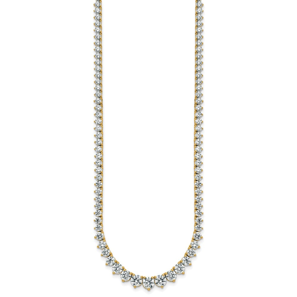 14K Yellow Gold 16 1/3 carat Lab Grown Diamond VS/SI+ G+ Complete Round 18 Inch Graduated Tennis Necklace