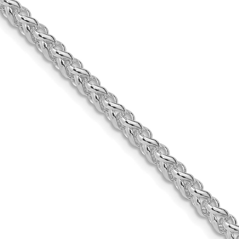 Sterling Silver Rhodium-plated 4mm Round Spiga 30 Inch Chain