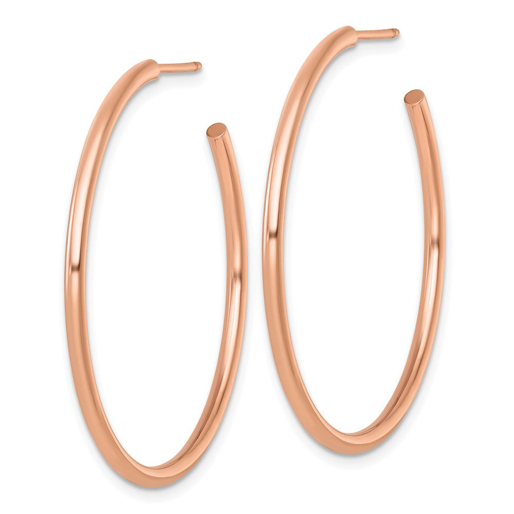 14K Rose Gold Polished 2.0 x 40mm Tube C-Hoop Post Earrings