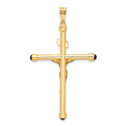 14K Yellow Gold Polished Crucifix with Onyx Tips Pendant