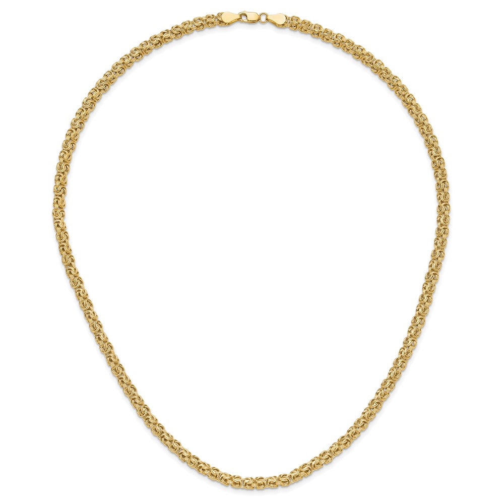 14K Yellow Gold Polished 4.25mm Fancy Byzantine Link 18 Inch Necklace
