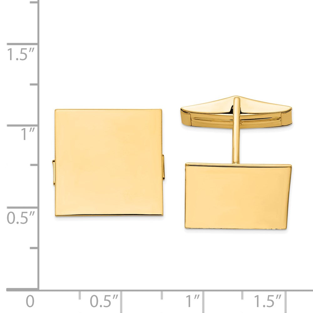 14K Yellow Gold Men's Square Cuff Links