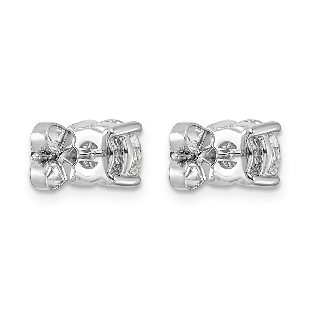 14K White Gold 2 carat Certified Lab Grown Diamond VS/SI+ G+ Round Complete Four Prong Lightweight Stud Earrings