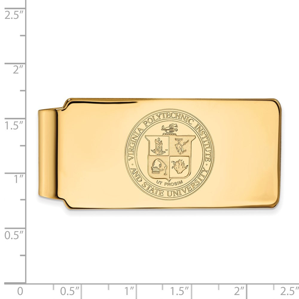 10K Yellow Gold Gold LogoArt Virginia Tech Crest Money Clip