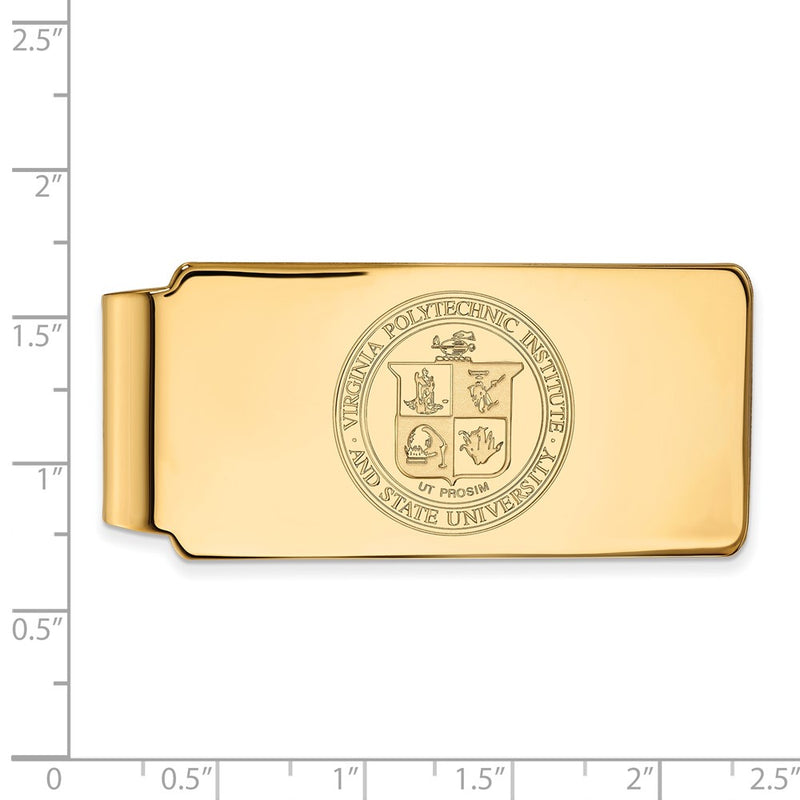 10K Yellow Gold Gold LogoArt Virginia Tech Crest Money Clip