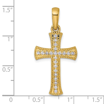 14K Yellow Gold 3/8 carat Diamond Cross Pendant