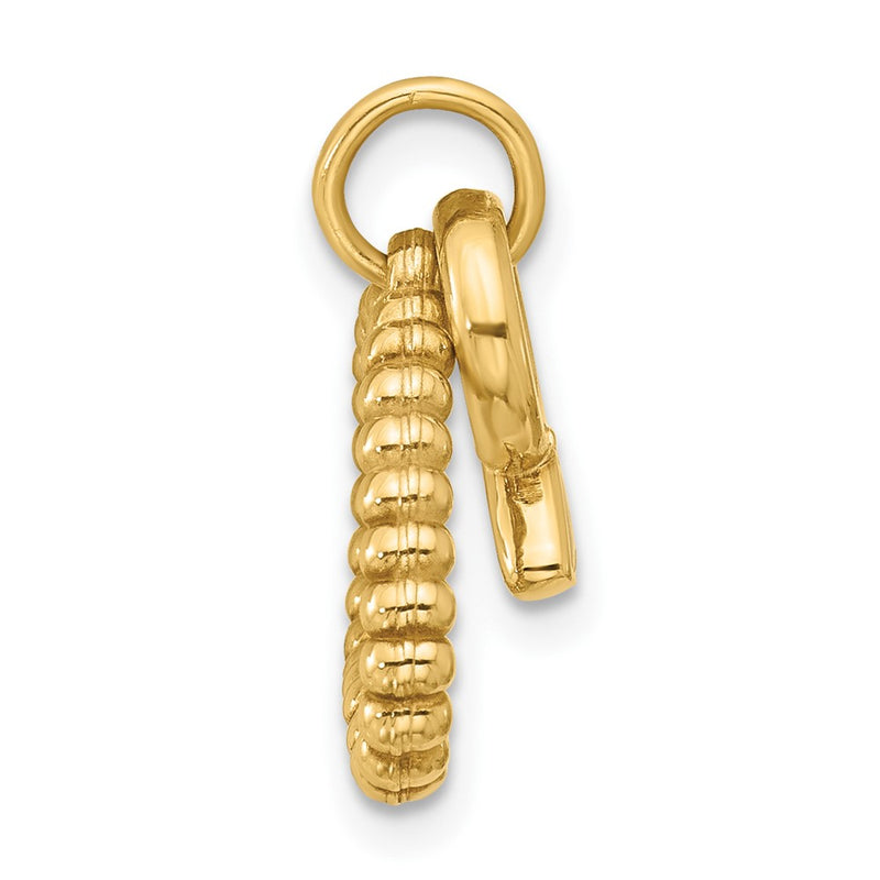 14K Yellow Gold Beaded Necklace and Mini Enameled Ring Charm