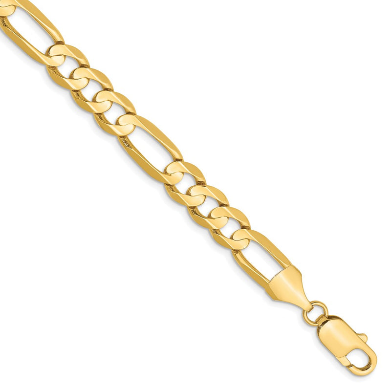 14K Yellow Gold 10.0mm Concave Open Figaro 9 Inch Chain