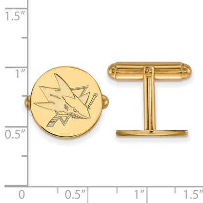 14K Yellow Gold Gold NHL LogoArt San Jose Sharks Cuff Links