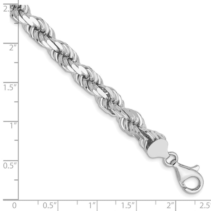 14K White Gold 7mm D/C Rope with Fancy Lobster Clasp Chain Bracelet