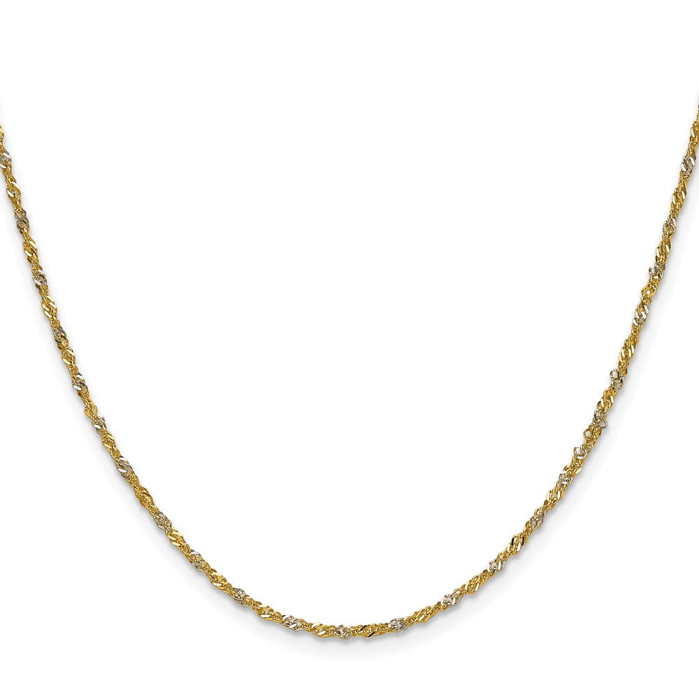 14K Yellow Gold with Rhodium 1.65mm Singapore Chain Necklace