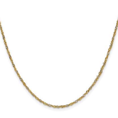 14K Yellow Gold with Rhodium 1.65mm Singapore Chain Necklace