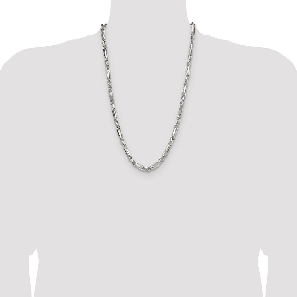 Sterling Silver 6mm D/C Figarope 26 Inch Chain