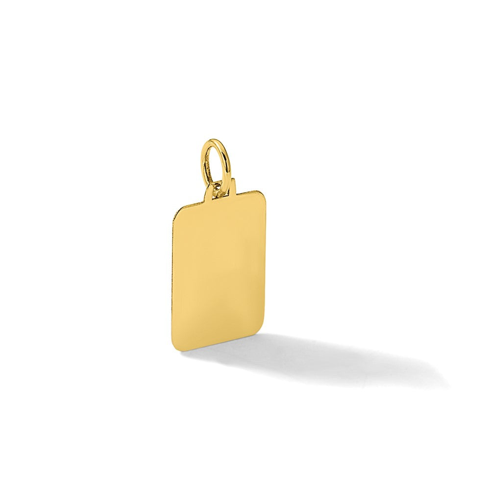 14K Yellow Gold Plain .035 Gauge Engravable Rectangular 15.4x10.5mm Disc Charm