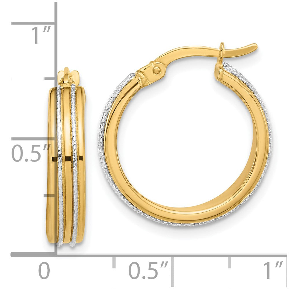 14K Two-Tone Gold Two-tone Polished and Diamond-cut Hoop Earrings