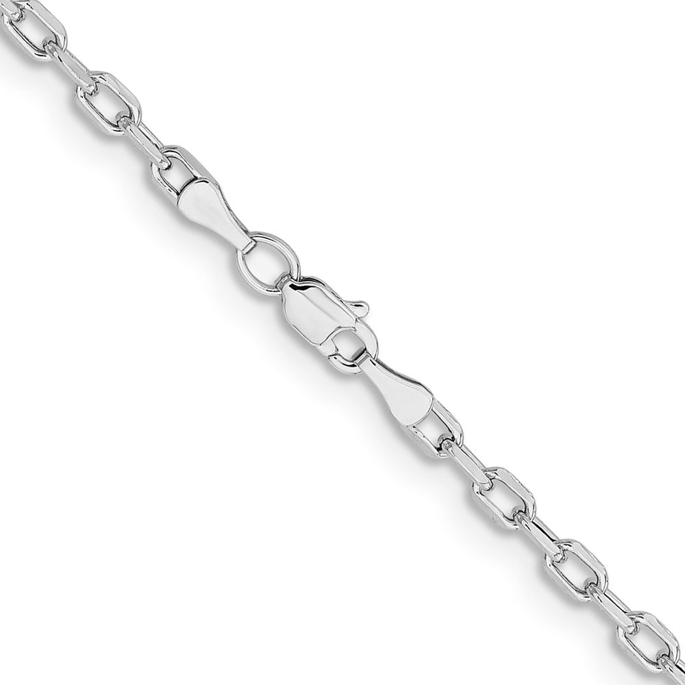 14K White Gold 3mm Semi-solid D/C Open Link Cable Chain Necklace