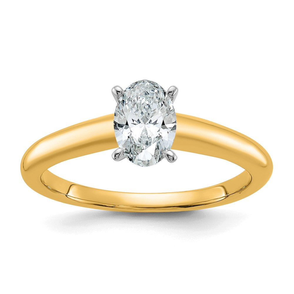 14K Two-Tone Gold 3/4 carat Lab Grown Diamond VS+ F+ Oval Complete Solitaire Engagement Ring