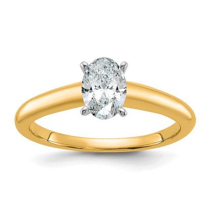 14K Two-Tone Gold 3/4 carat Lab Grown Diamond VS+ F+ Oval Complete Solitaire Engagement Ring