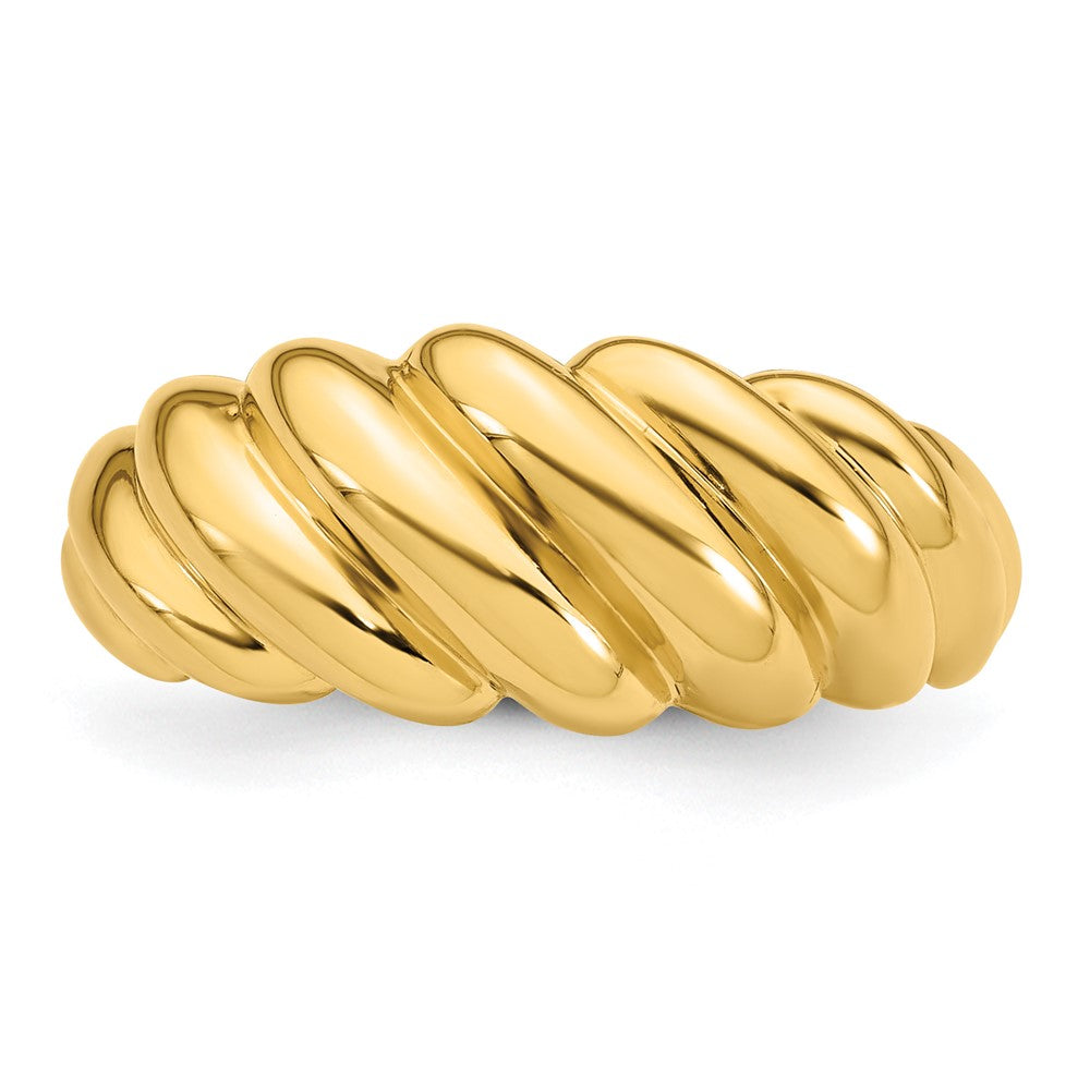 14K Yellow Gold Polished Twisted Graduated Domed Size 7 Ring